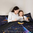 thumbnail image 4 of Manfei Gradient Witch Hat Twin Comforter Sets 2pcs, Halloween Cosmic Stars Print Bedding Set, Blue Gold Purple,Black Reversible,1 Comforter and 1 Pillowcase, 4 of 6