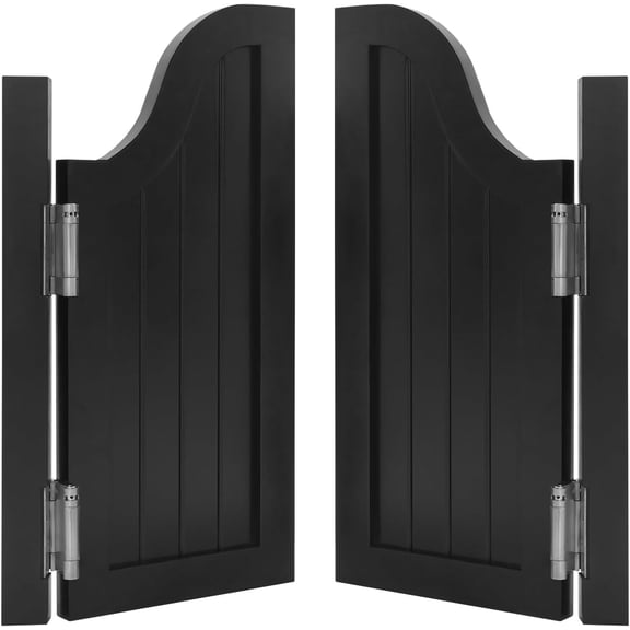 Dual Partition Door,Interior Solid Wood Swing Door, Room Divider,Louvered Cafe Door,Porch Entrance Swinging Door,180° Rotation Angle for Balconies, Kitchen, Shop Entrance (Black, 27.55 * 27.55in)