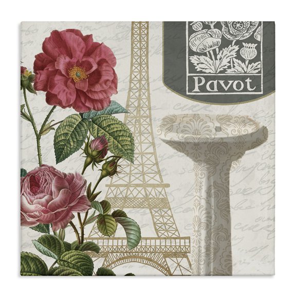 Stupell Industries Shabby Chic Paris Flower Market Bath Sink Canvas Art, 17 x 17, by Kim Allen