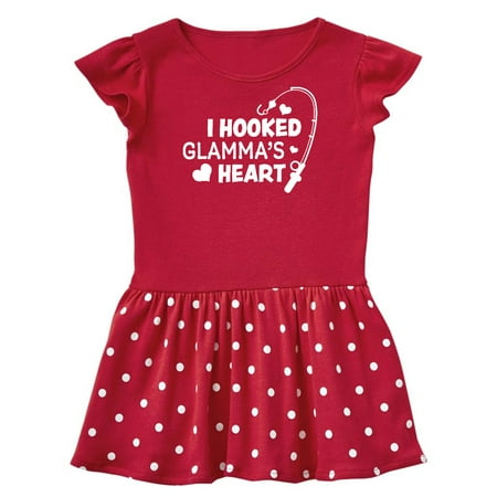 

Inktastic I Hooked Glamma s Heart with Fishing Rod Gift Baby Girl Dress