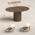 thumbnail image 2 of Extendable Farmhouse Dining Table, Round to Oval Kitchen Table for 6-8 People, Walnut Wood Grain MDF with Pedestal Base, Versatile for Dining Room, Office or Home Gathering Space, 2 of 7