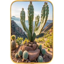 12x8 Inches Framed Cactus Wall Art Decor with Gold Frame and Decorative Nature Pictures Print For Office, Modern Home Decor, Crystal Porcelain Painting Wall Decor for Bedroom