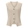 thumbnail image 6 of Womens Front Button Vest Solid Shawl Collar Back Tie Detail Casual Outerwear Layering Beige L, 6 of 6