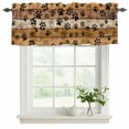 thumbnail image 2 of 2 Panels Yellow Dog Paws Valance for Windows, Farmhouse Vintage Modern Beige Brown Wood Light Filtering Kitchen Curtains, Rod Pocket Window Treatment Curtain Valances for Living Room Bedroom, 42"x12", 2 of 9