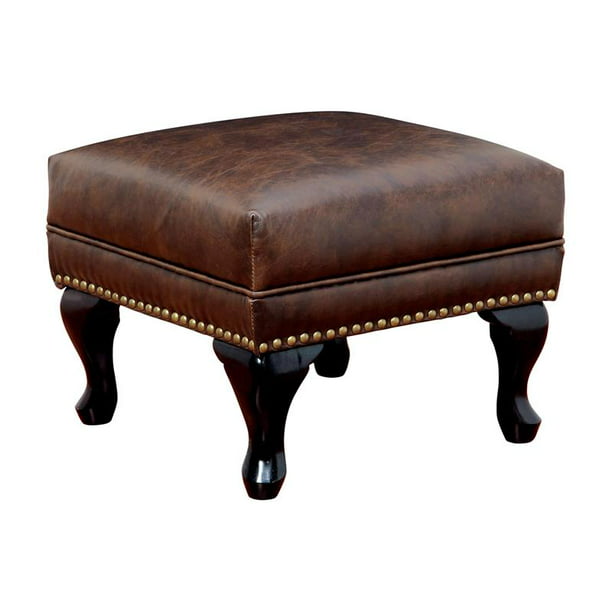 Furniture Of America Ardell Faux, Rustic Leather Ottoman