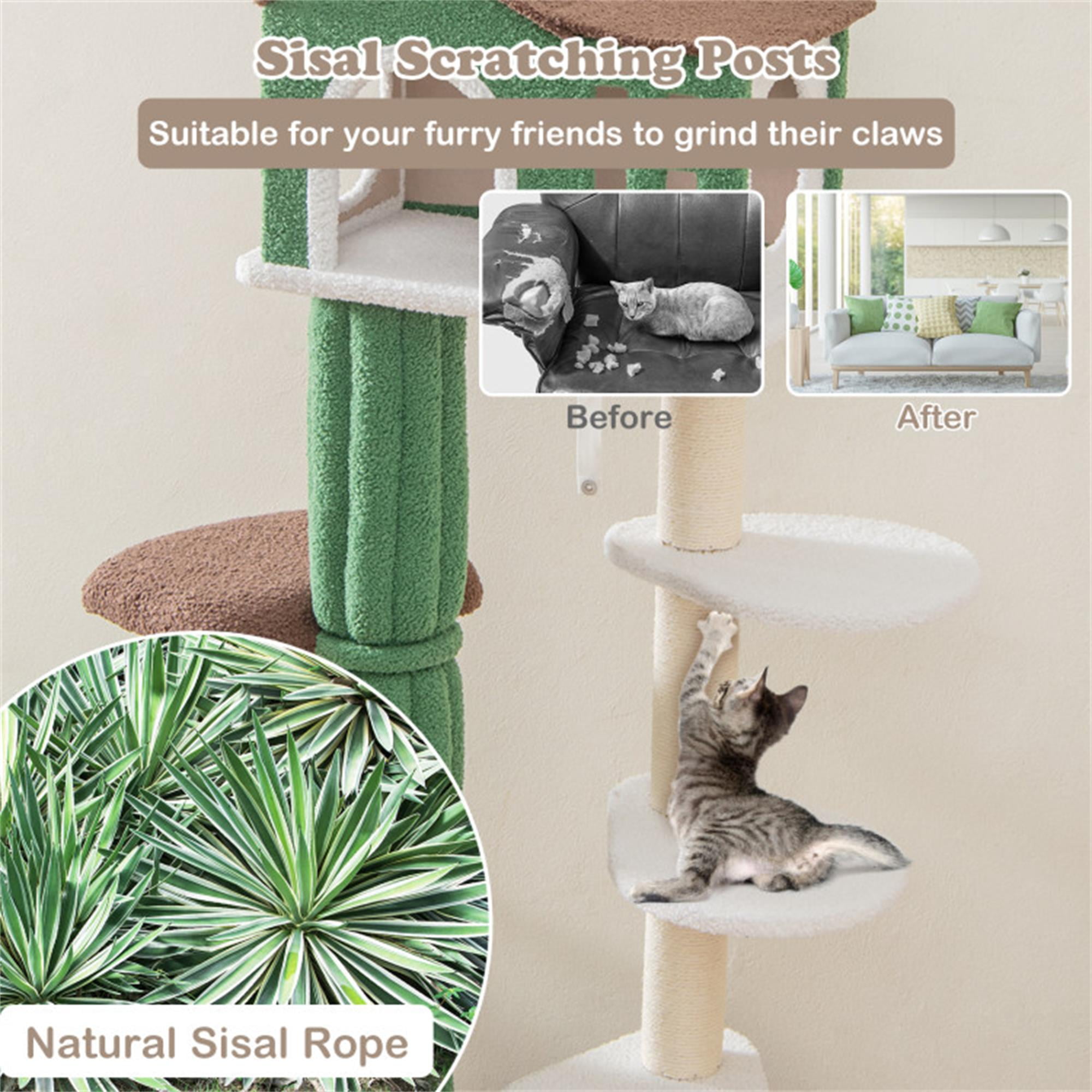 Kadyn 61" Modern Cat Tree Tower for Indoor Cats with Natural Sisal Scratching Posts, Anti-tipping Device, Cat Tree House for Kittens Climb Play, Rest, Green