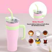 40 oz Tumbler with Handle and Straw, Leak Proof Stainless Steel Tumbler with 2-in-1 Straw Lid, Insulated Travel Coffee Mug with Lids, Keeps Drinks Cold or Heat for 24 Hours