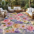 thumbnail image 2 of Purple Pink Floral Outdoor Rug for Patio/Deck/Porch, Non-Slip Large Area Rug 6 x 9 Ft, Spring Farmhouse Country Vintage Flower Indoor Outdoor Rugs Washable Area Rugs, Camping Rug Carpet Runner, 2 of 8