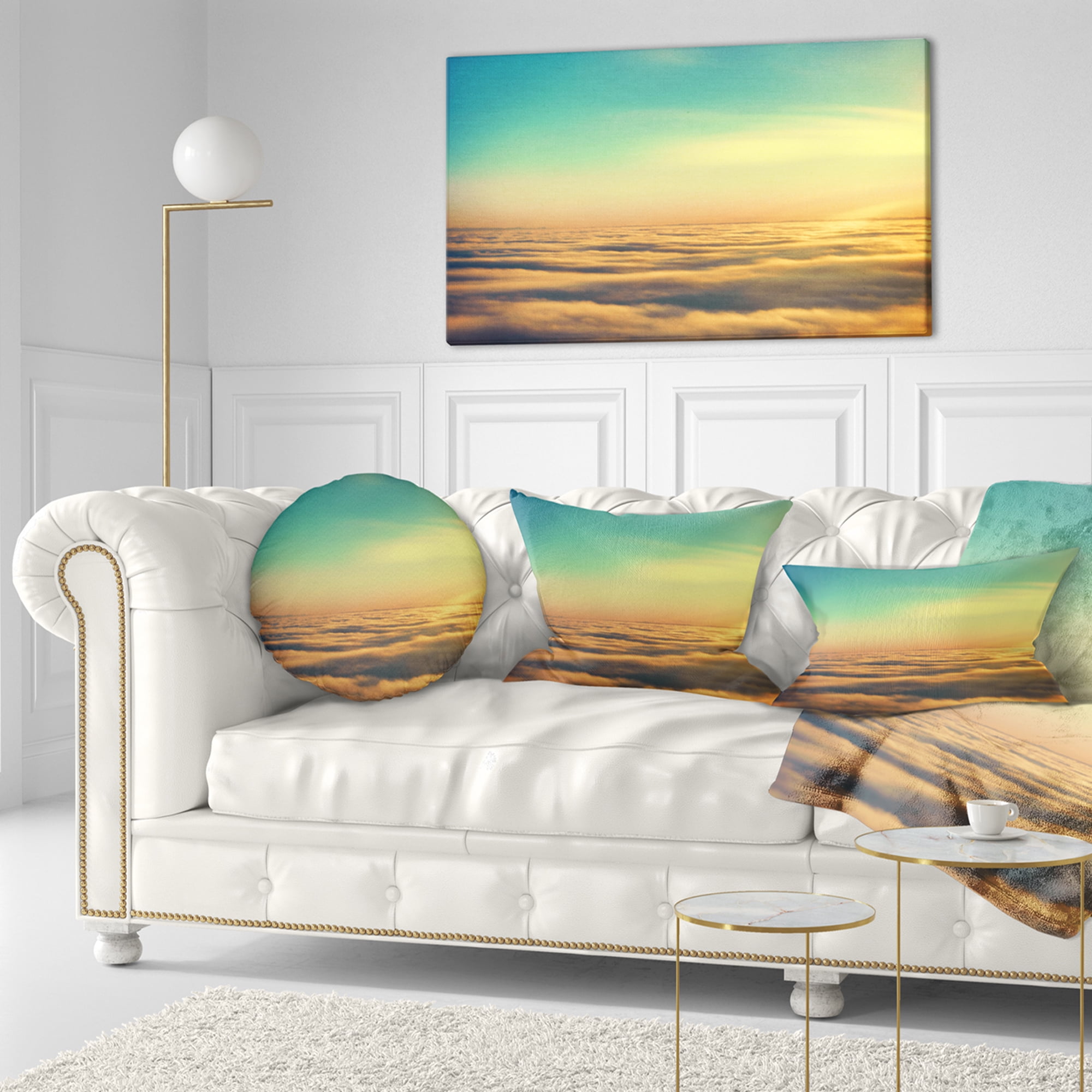 Designart 12" x 20" Blue Polyester Throw Pillow