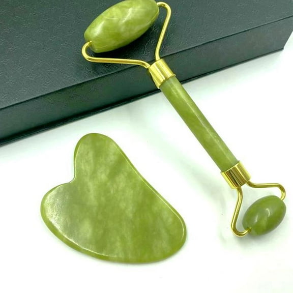 Face Facial Roller Massager Set Natural Jade Stone Crystal