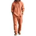 thumbnail image 2 of Babcutegg Mens Outfit Set Button Front Long Sleeve Hoodie and Pants Lightweight Casual Clothing 2-Piece Orange Size M, 2 of 7