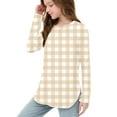 thumbnail image 6 of Boys Girls Plaid Long Sleeve Shirts Casual Crew Neck Loose Pullover Tops Soft Comfy Cute Sport Athletic Fashion Tunic Blouses (Yellow,11 Years), 6 of 6