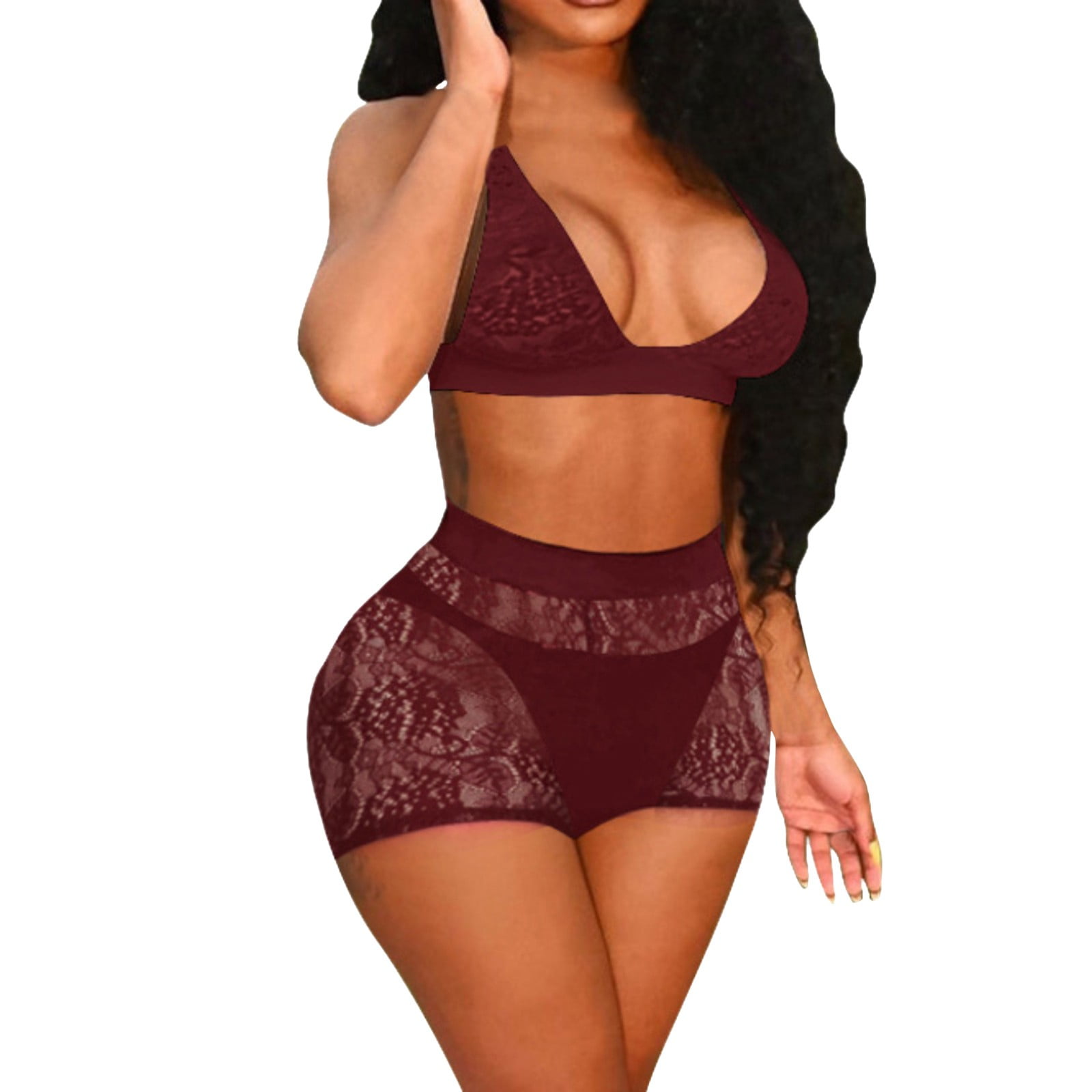 PMUYBHF Women Two Piece Outfits Sets Clubwear Two Piece Outfits Women  Wedding Ladies Plus Size Seamless Bodysuit Thong Pants Corset Jumpsuit  Track