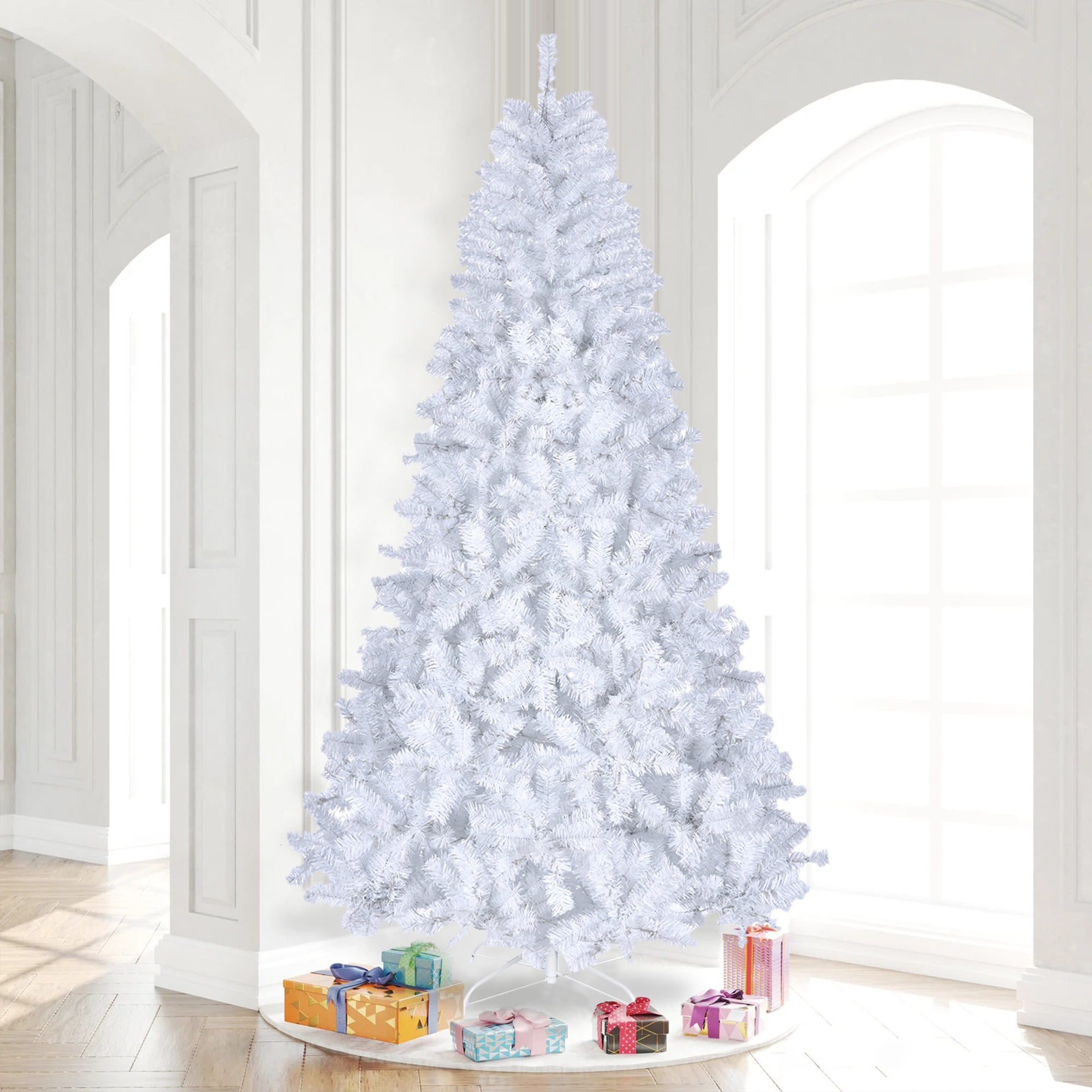 PAPROOS 7FT Christmas Trees, Artificial Christmas Tree with 950 Super Lush Branch Tips, Xmas Tree with Sturdy Metal Base for Holiday Decor, White