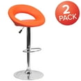 thumbnail image 3 of Flash Furniture 2 Pk. Contemporary Orange Vinyl Rounded Orbit-Style Back Adjustable Height Barstool with Chrome Base, 3 of 9