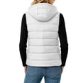 thumbnail image 5 of Guieoi Winter Jacket for Women Striped Checkered Hooded Vest with Zipper Lining and Pockets Coats White L, 5 of 7