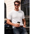 thumbnail image 2 of RICHCOIN Men's Ribbed Knit Crewneck T-Shirts Short Sleeve Textured Solid Casual Tee, 2 of 7
