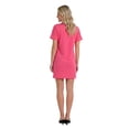 thumbnail image 3 of Solid Color Loose Fit V Neck T Shirt Style Womens Knee Length Dress, 3 of 5