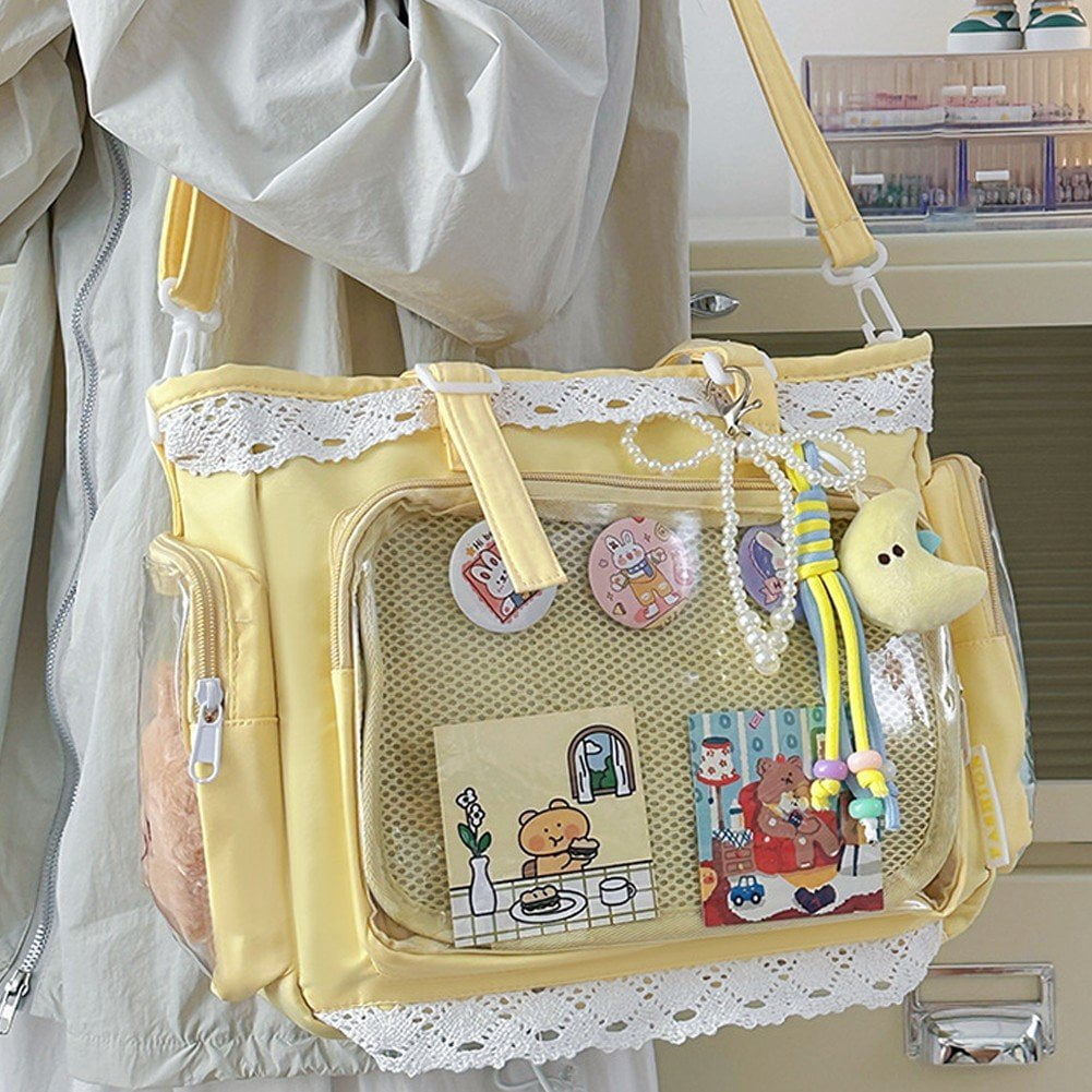 Slccxzc Japanese Style Lace Ita Bag Clear Display Anime Tote Shoulder Crossbody Handbag