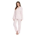 thumbnail image 3 of GLOBAL Womens Cotton Pajama Sets Long Sleeve Button Down Sleepwear Comfy Loungewear Soft Pjs Set Elegant Blush Floral L, 3 of 7