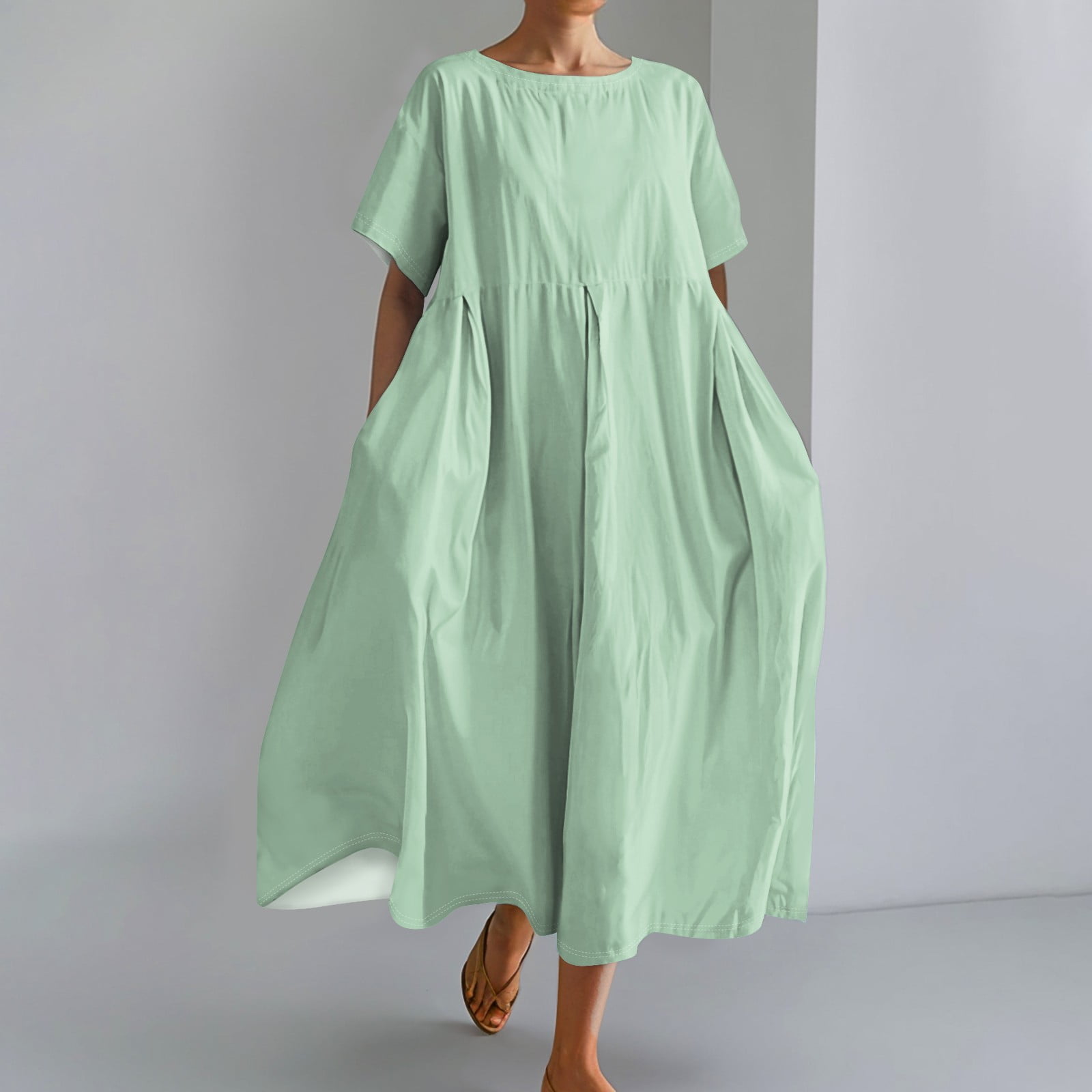 Knosfe Womens Flowy Oversized Baggy Maxi Dresses Summer Casual Loose Long Dress with Pockets Mint Green L Walmart
