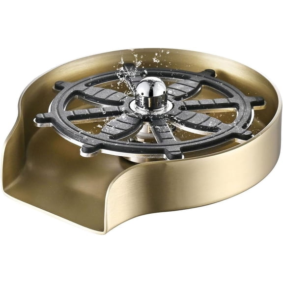 Cup Washer for Sink Gold, Upgraded 360 Degree Glass Rinser Sink Stainless Steel Cup Cleaner for Bar Sink Attachment(Brushed Gold) Brushed Gold