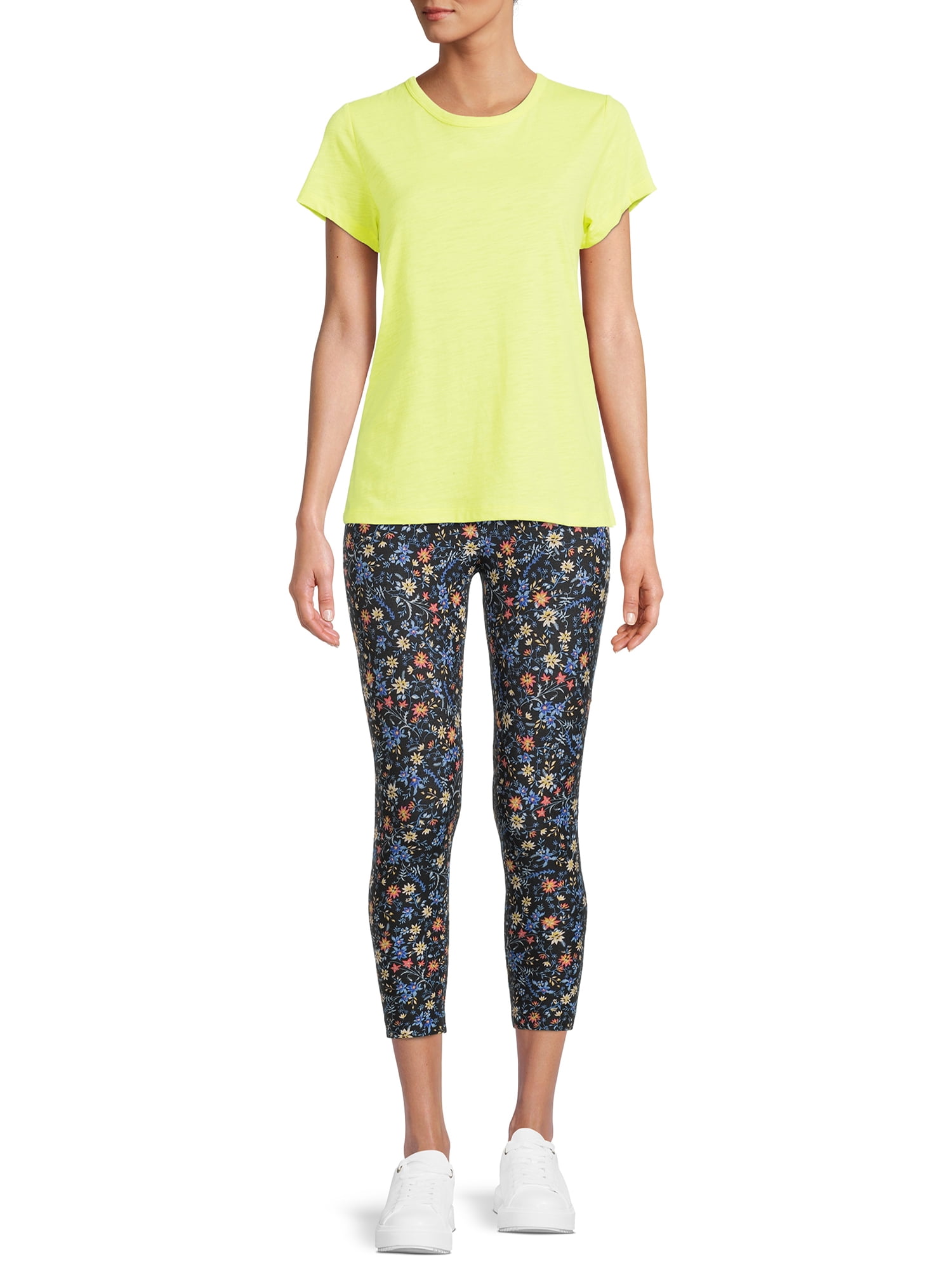 Time and Tru Women's Crewneck Slub Tee with Short Sleeves