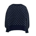 thumbnail image 5 of Cozy Sweaters For Women Festive Funny Butterfly Jacquard Graphic Crew Neck Sweatshirt Casual Loose Winter Soft Warm Knit Holiday Pullover Tops Navy M, 5 of 5