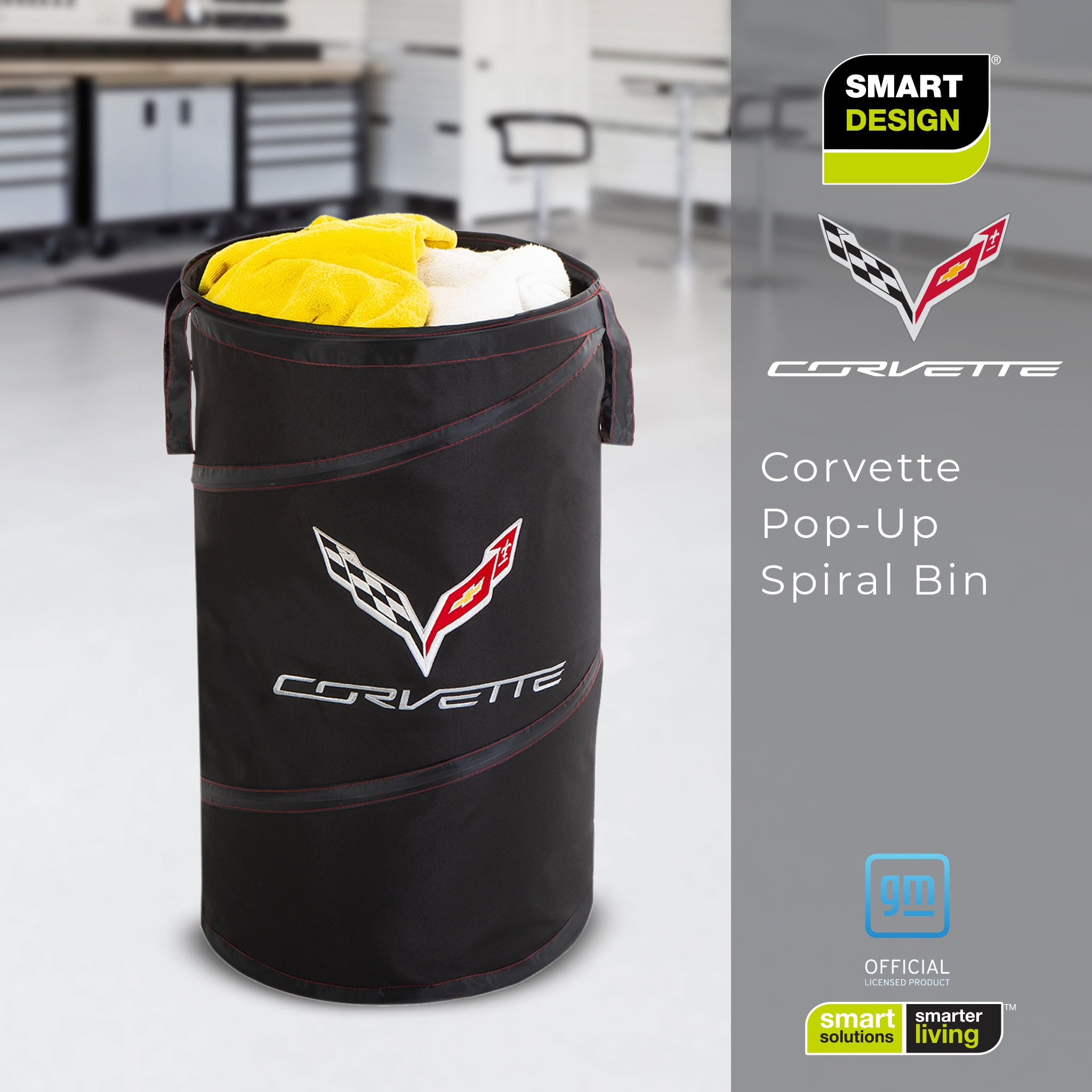 Corvette Pop-up Spiral Laundry Hamper Bag - Holds 2 Loads - 15 x 25 inch - Black - Corvette