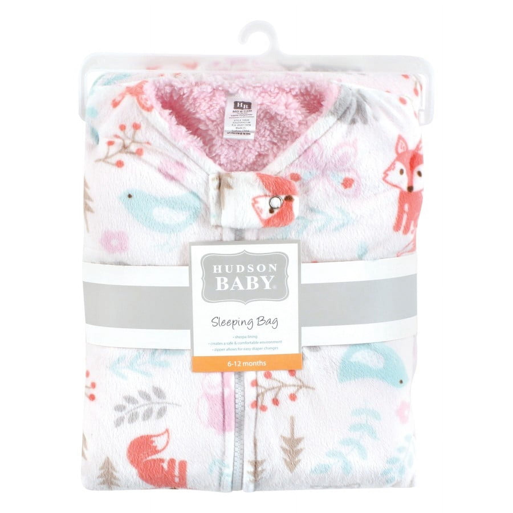 Hudson Baby Infant Girl Mink with Faux Shearling Inner Sleeping Bag, Sack, Blanket, Girl Woodland, 18-24 Months