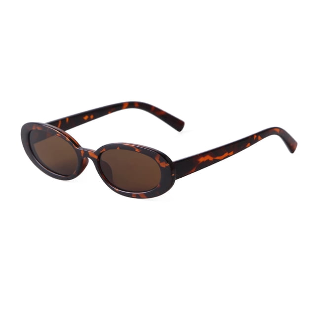 Gafas de Sol Ovaladas Retro de los 90 para Mujeres con Estampado de Leopardo
