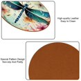 thumbnail image 5 of Dragonfly 6pcs Round Coasters Set, Microfiber Leather Drink Coasters, 11x11cm/4.3x4.3in, Kitchen Table Coasters for Bar, Home - Black, 5 of 6