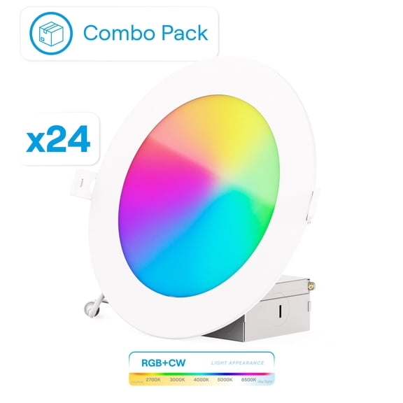 INFIBRITE 6 Inch WiFi Smart 12W 1100LM Recessed LED, Alexa/Google, Wet Rated (24 Pack)