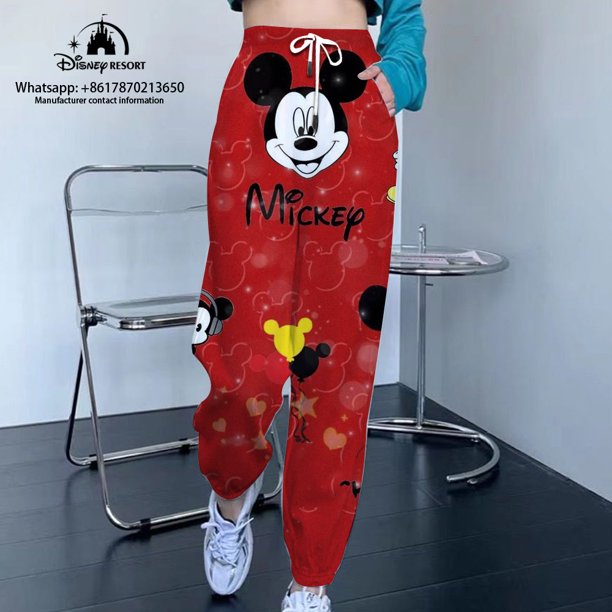 Pantalones recortados informales para mujer, pantalones deportivos Unisex, de la marca Disney, Stitch y Mickey, estilo callejero, para pies pequeños, combinan con todo, novedad de otoño