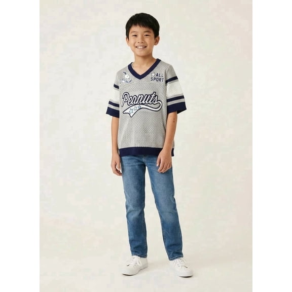 Peanuts Boys' Short Sleeve Snoopy All American Football Jersey - Inspired Sweater, Size XS-XXL