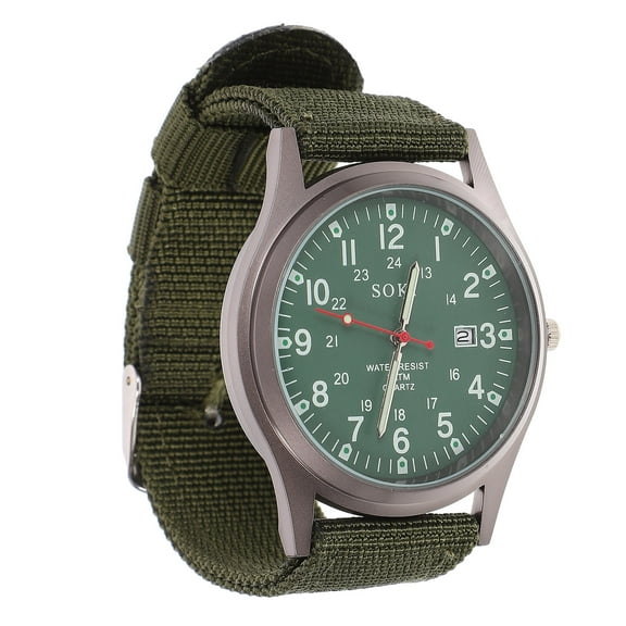 DEEPCRAFF 1Pack Canvas Strap Watch Quartz Movement Round Dial Unisex Casual Wear 11.6x1.6x0.4in