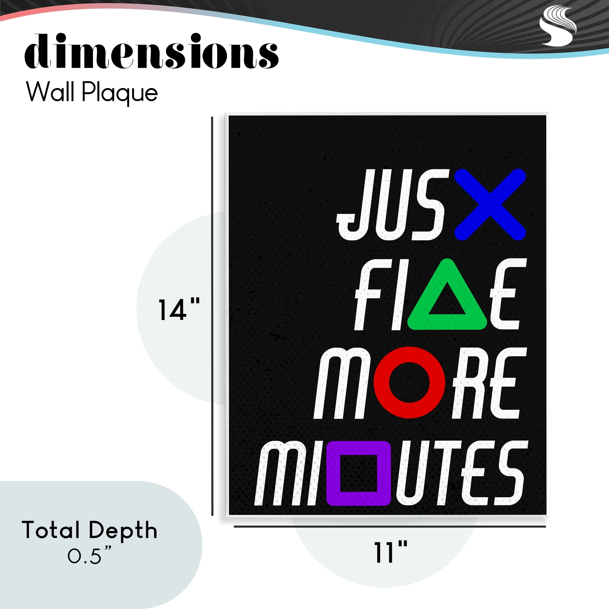 Just Five Minutes Gamer Buttons Wall Plaque Art, design by Kim Allen