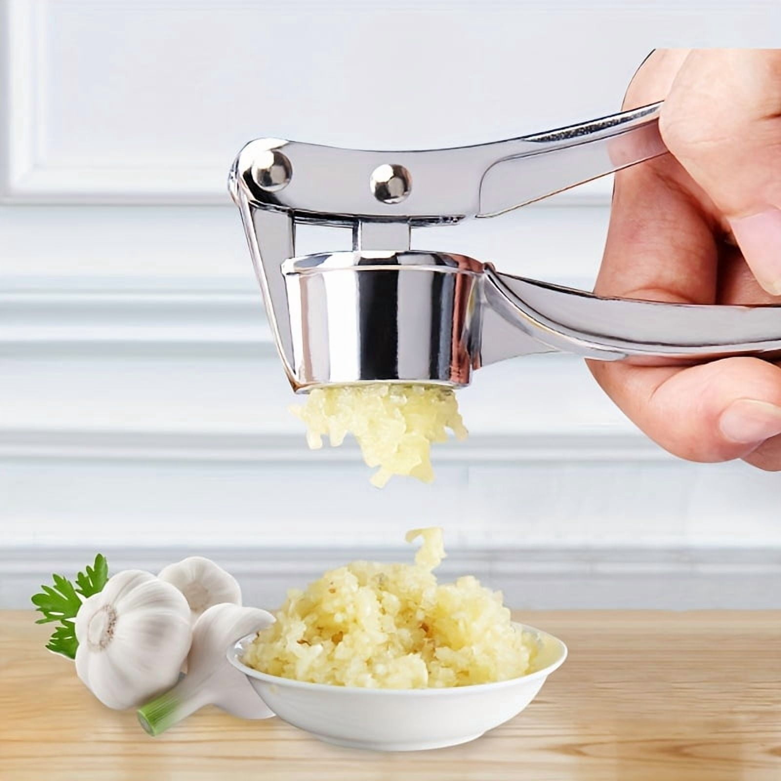 Professional Stainless Steel Garlic Press, Heavy Duty Mincer for Ginger & Nuts, Effortless to Squeeze, Easy Clean Design