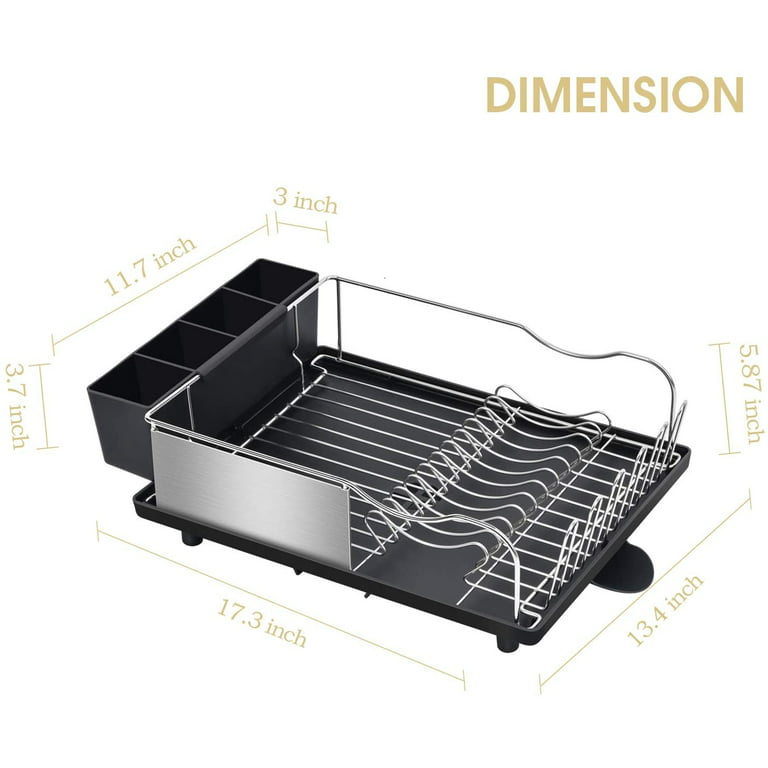  TOOLF Dish Rack,304 Stainless Steel Dish Drying Rack for  Kitchen Counter, Dish Drainer for Large Capacity,Black…