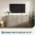 thumbnail image 4 of 12 Drawers Wooden Dressers for Bedroom, Wood Chest of Drawers Clothes Storage Organizer for Living Room, Hallway, Modern Wide TV Stand Dresser for 65 Inch TV, 61" W × 15.8" D, 4 of 9
