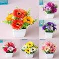 thumbnail image 3 of JINGT Mini Sunset Artificial Flowers Fake Plants In Pot Grass Garden Home Outdoor Decor,Plastic, 3 of 4