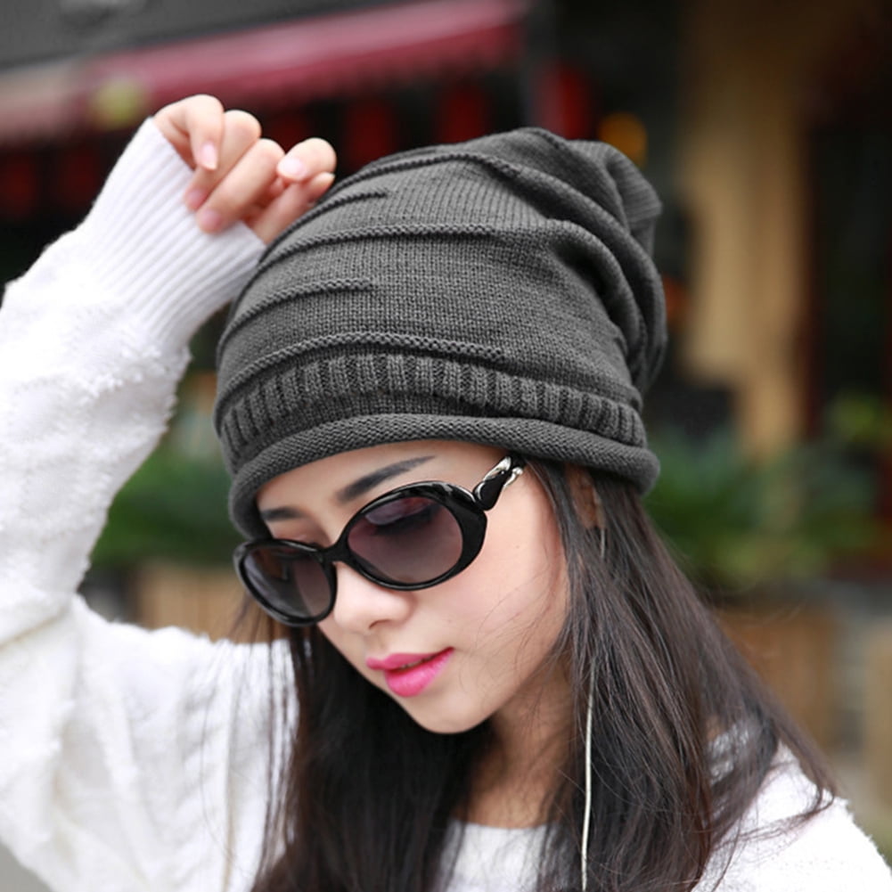 Unisex Women Men Warm Winter Baggy Beanie Knit Crochet Oversized Hat Slouch Cap 