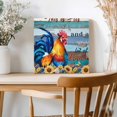 thumbnail image 2 of Framed Canvas Wall Art for Living Room Farm Rooster Sunflower Wall Decor, Blue Wood Grain Chicken Animal Aesthetic Paintings for Bedroom Office Kitchen, Ready to Hang Artwork Wall Pictures 8x8 Inch, 2 of 9