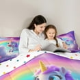 thumbnail image 4 of Castle Fairy Cute Animal Unicorn Twin Bedding Sets 7-Piece for Preppy Children Kids,Dreamy Princess Bedding Comforter Set Microfiber,Kawaii Rainbow Breathable Sheet Sets,Breathable Home Decor, 4 of 8