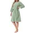 thumbnail image 4 of INSPIRE CHIC Womens Flannel Nightgown Fuzzy Fleece Sleepdress O Neck Pullover Winter Loungewear with Pocket S Light Green, 4 of 6