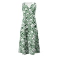 thumbnail image 5 of VBVC Women's Floral V-Neck Maxi Dress,Sleeveless Button Detail Flowy Dress For Women,Ladies Summer A-Line Beach Boho Sundress with Pockets,Army Green,S-5XL, 5 of 6