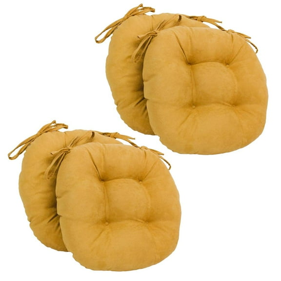 Blazing Needles 16-inch Solid Micro Suede Round Tufted Chair Cushions (Set of 4)