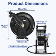 Tool Daily Retractable Pressure Washer Hose Reel 1.5m, Heavy Duty Power Washer Hose Reel 4000 PSI, Auto-Rewinding, Wall/Floor Mounted