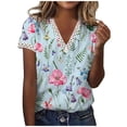 thumbnail image 2 of Patlollav Summer Saving Clearance Plus Size Womens V Neck Summer Gradient Print Regular Casual Short Sleeve Tops, 2 of 6