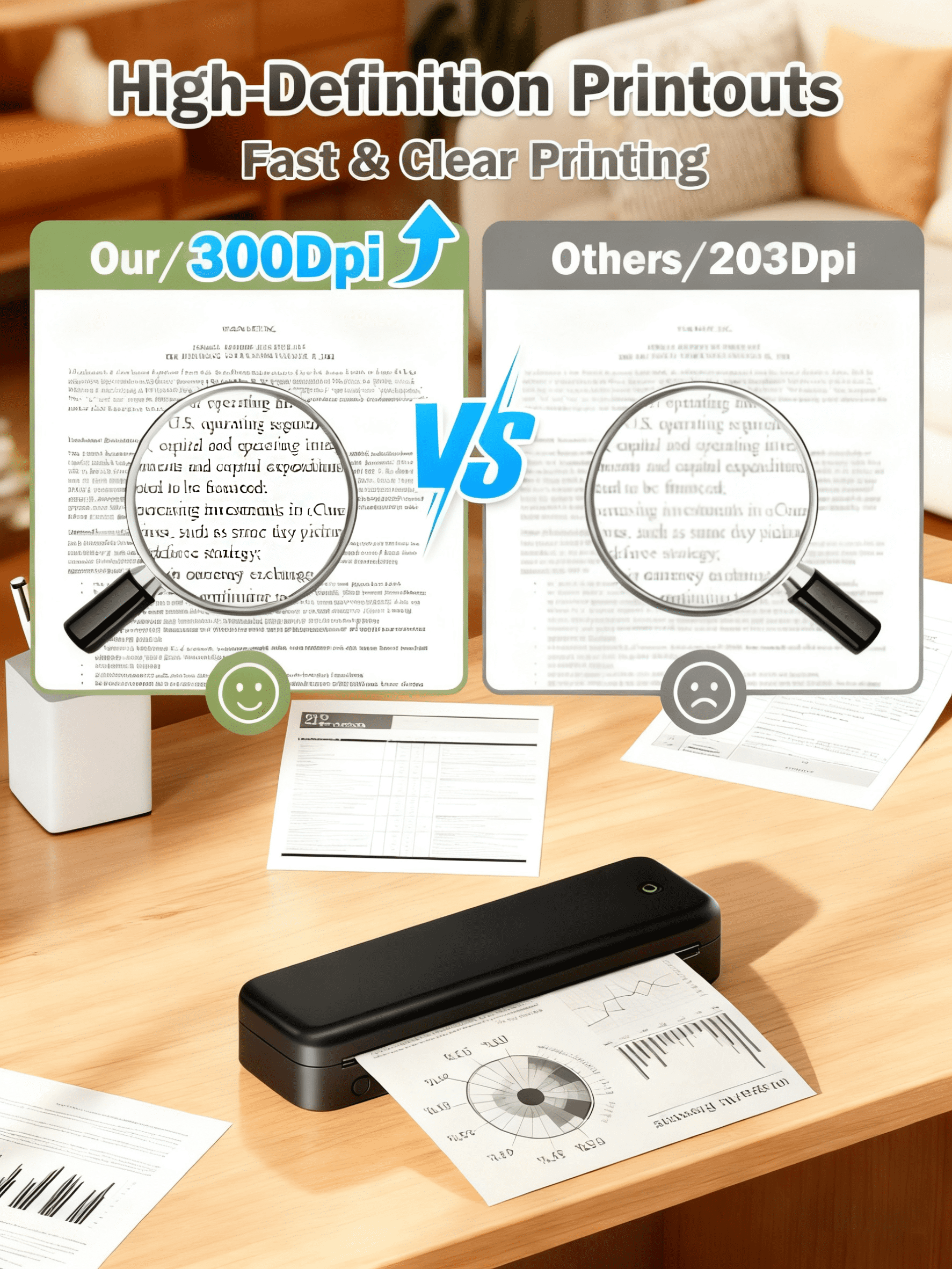 Phomemo Upgraded 300 dpi M834 Portable Printer - 8.5" x 11" & A4 Portable Inkless Printer, Wireless Bluetooth Thermal Travel Printer for Office School Home (Black)